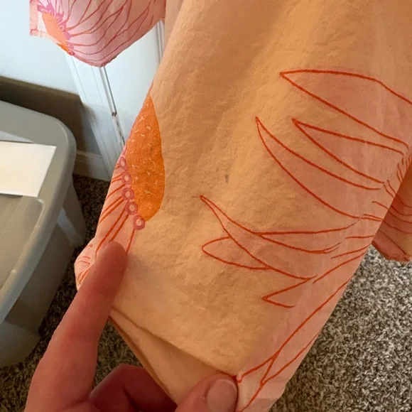 Kate Spade Falling Flower Wrap Midi Dress Pink Orange Puff Sleeve Size 4 - Picture 15 of 16